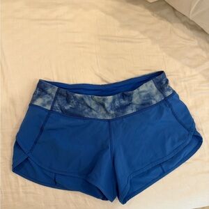 lululemon athletica Blue Running Shorts with Tie-Dye Waistband